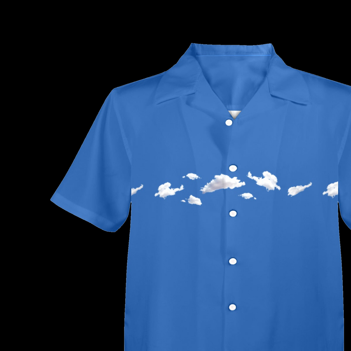 Cloud Print Hawaiian Shirt - Light Airy Vacation Button-Up