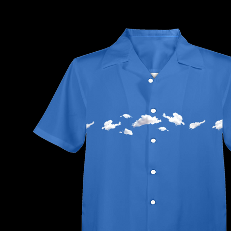 Cloud Print Hawaiian Shirt - Light Airy Vacation Button-Up