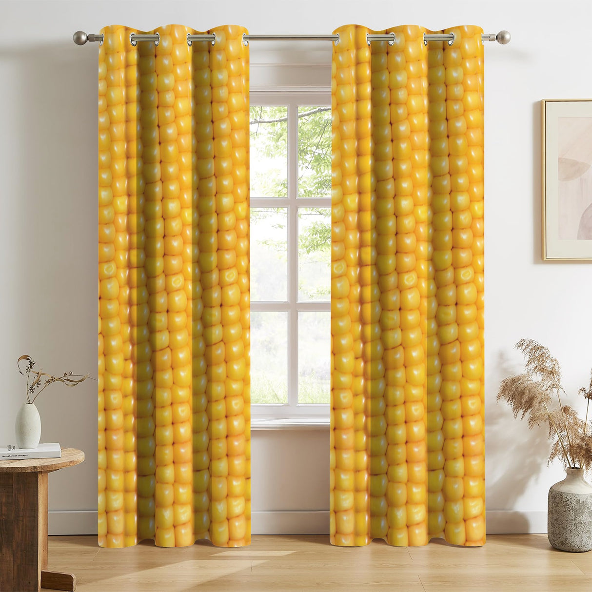Corn Cob Curtains – Funny Food Grommet Set, 52 x 84 in