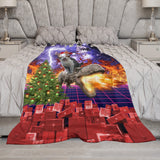 Christmas Cat Dinosaur Throw Blanket