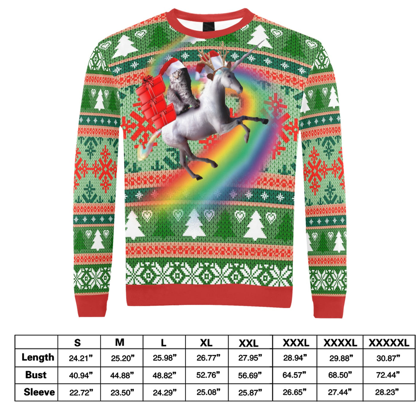 Cat Riding Unicorn Ugly Christmas Sweater