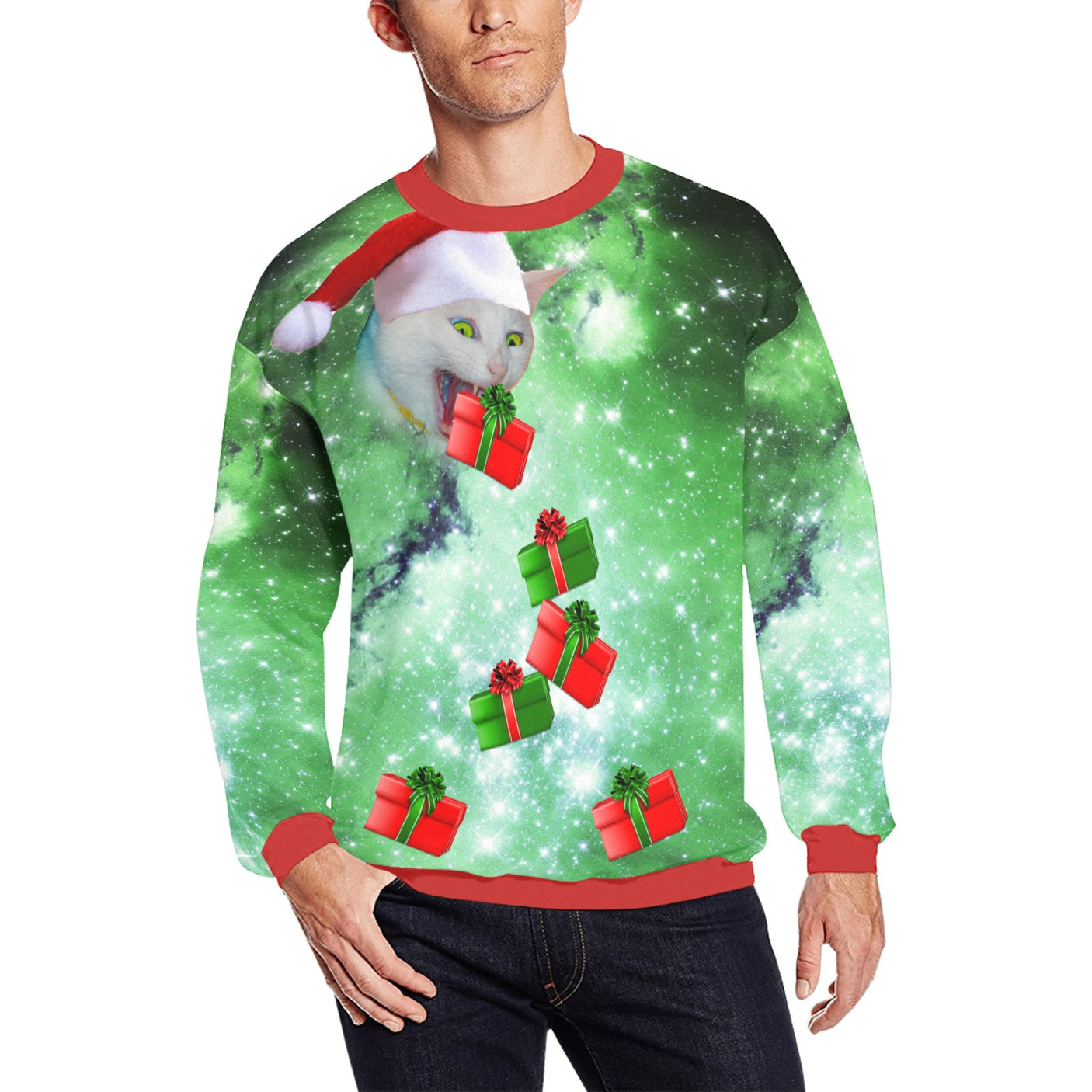 Space Cat Ugly Christmas Sweater