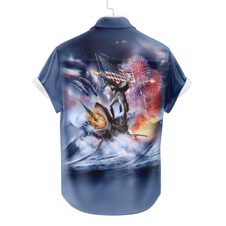 George Washington reitet Hai Hawaiihemd | Button Up Down Hemd