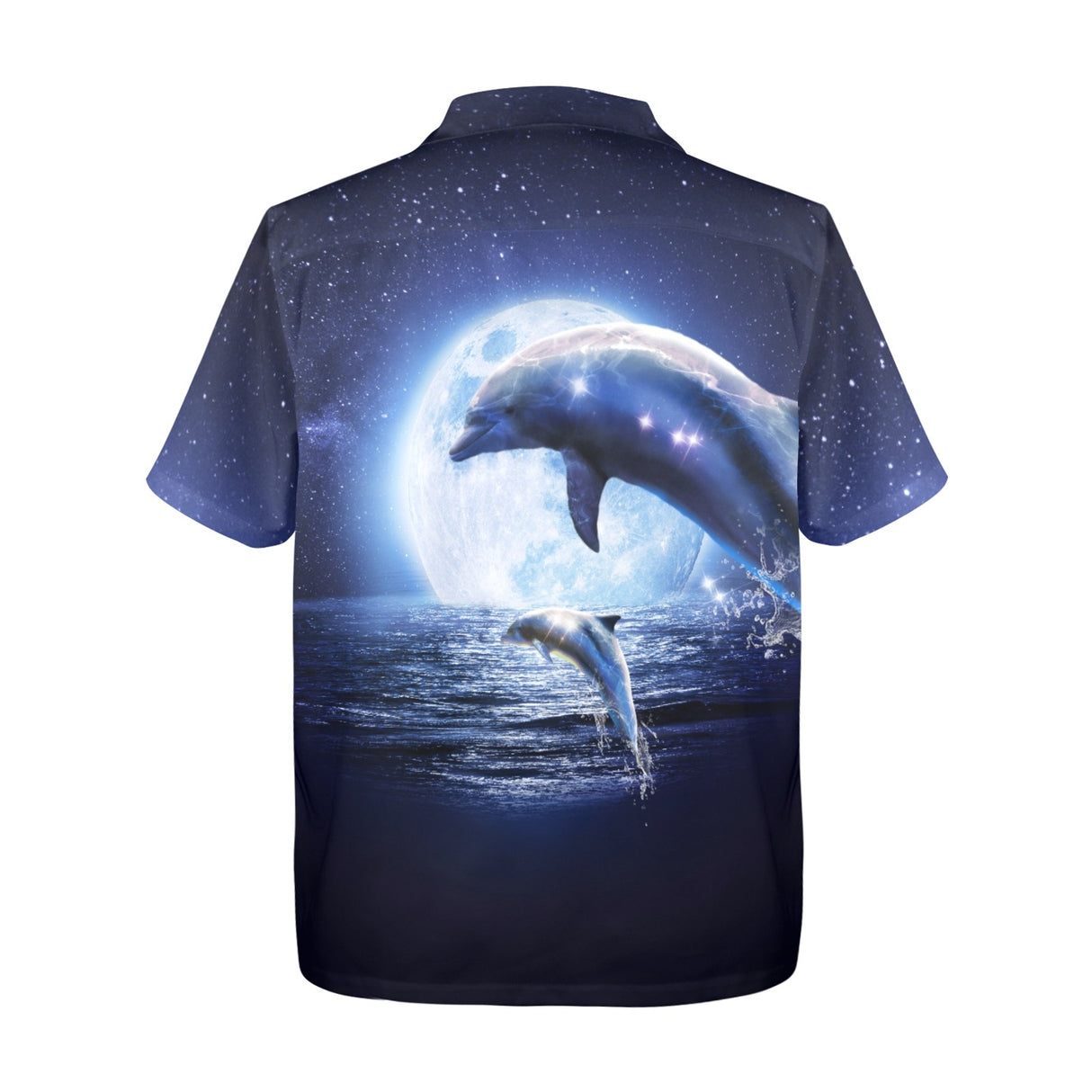 Moon Dolphin Hawaiian Shirt - Ocean Vacation Button-Up