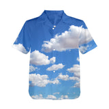 Cloud Print Hawaiian Shirt - Breezy Vacation Button-Up
