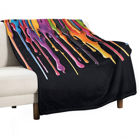 Rainbow Paint Drip Throw Blanket