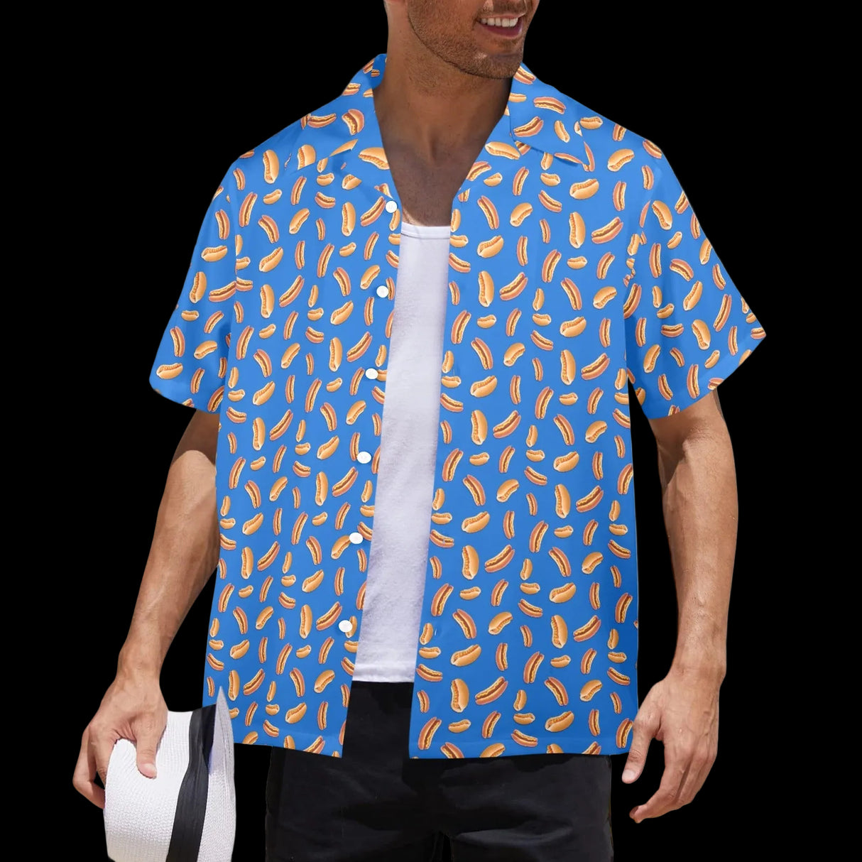 Hot Dog Hawaiian Shirt - BBQ Food Button-Up