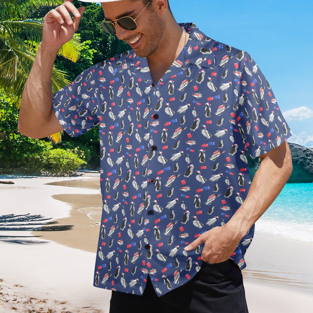 Penguin Christmas Hawaiian Shirt | Button Up Down Shirt