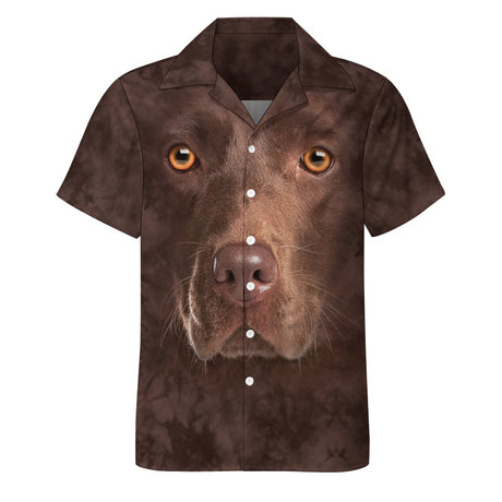 Chocolate Labrador Face Hawaiian Shirt | Button Up Down Shirt