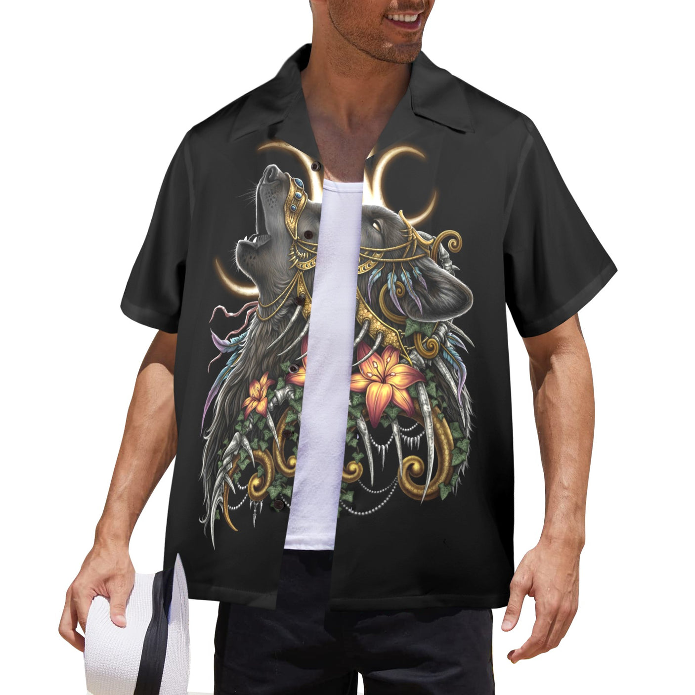 Howling Wolf, Sarah Richter Art Hawaiian Shirt