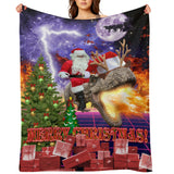 Santa Dinosaur Christmas Throw Blanket