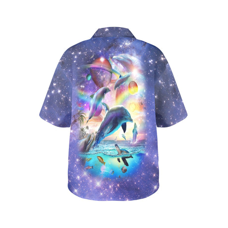 Rainbow Dolphin Women's Hawaiian Shirt