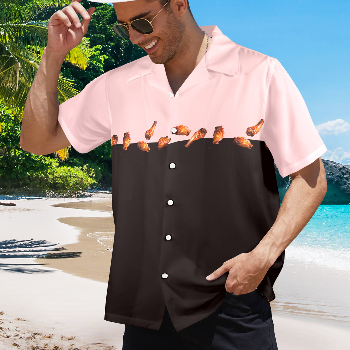 Chicken Wing Hawaiian Shirt - Funny Food Button-Up