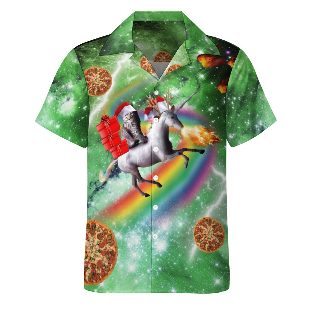 Christmas Cat Unicorn Hawaiian Shirt | Button Up Down Shirt