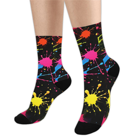 Rainbow Paint Splatter Socks