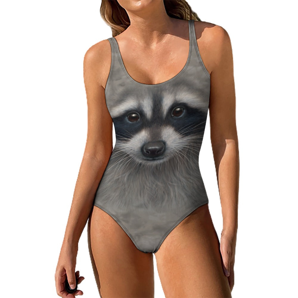 Raccoon Face One Piece Swimsuit