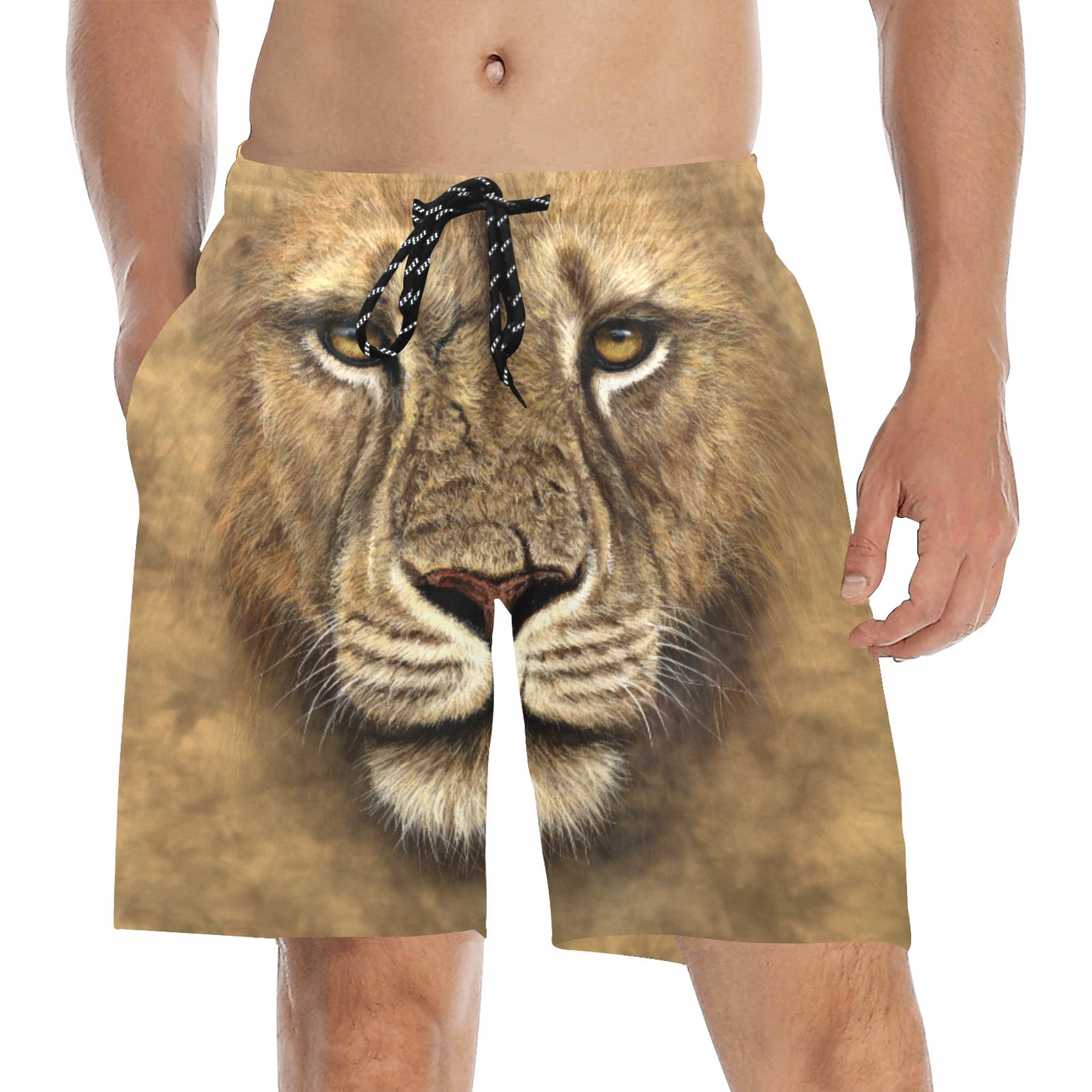 Lion Face Swim Trunks | Men's Swimming Beach Shorts