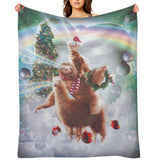 Christmas Cat Sloth Llama Throw Blanket
