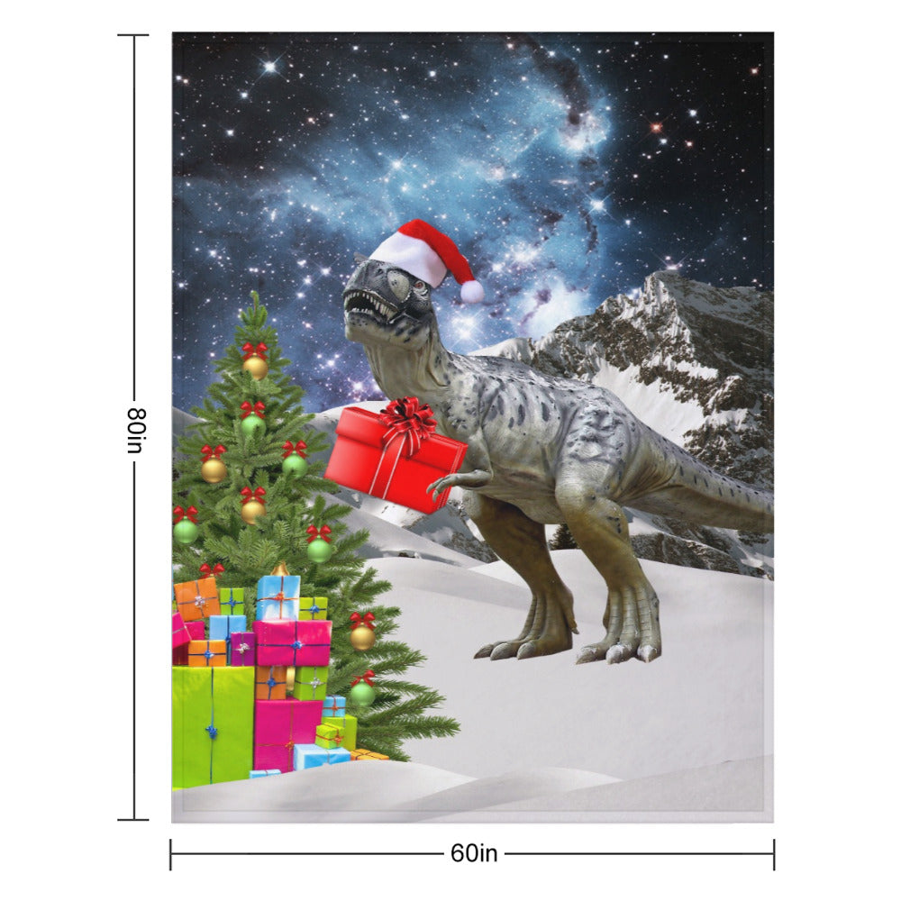 Dinosaur Santa Christmas Throw Blanket