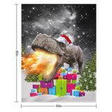 Dinosaur Santa Christmas Throw Blanket