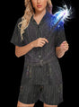 Women's gothic witch costume pajama set with faux corset and potion bottle print