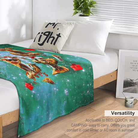 Christmas Space Cat Throw Blanket