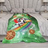 Christmas Cat Unicorn Throw Blanket