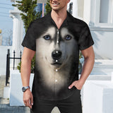 Siberian Husky Face Hawaiian Shirt | Button Up Down Shirt