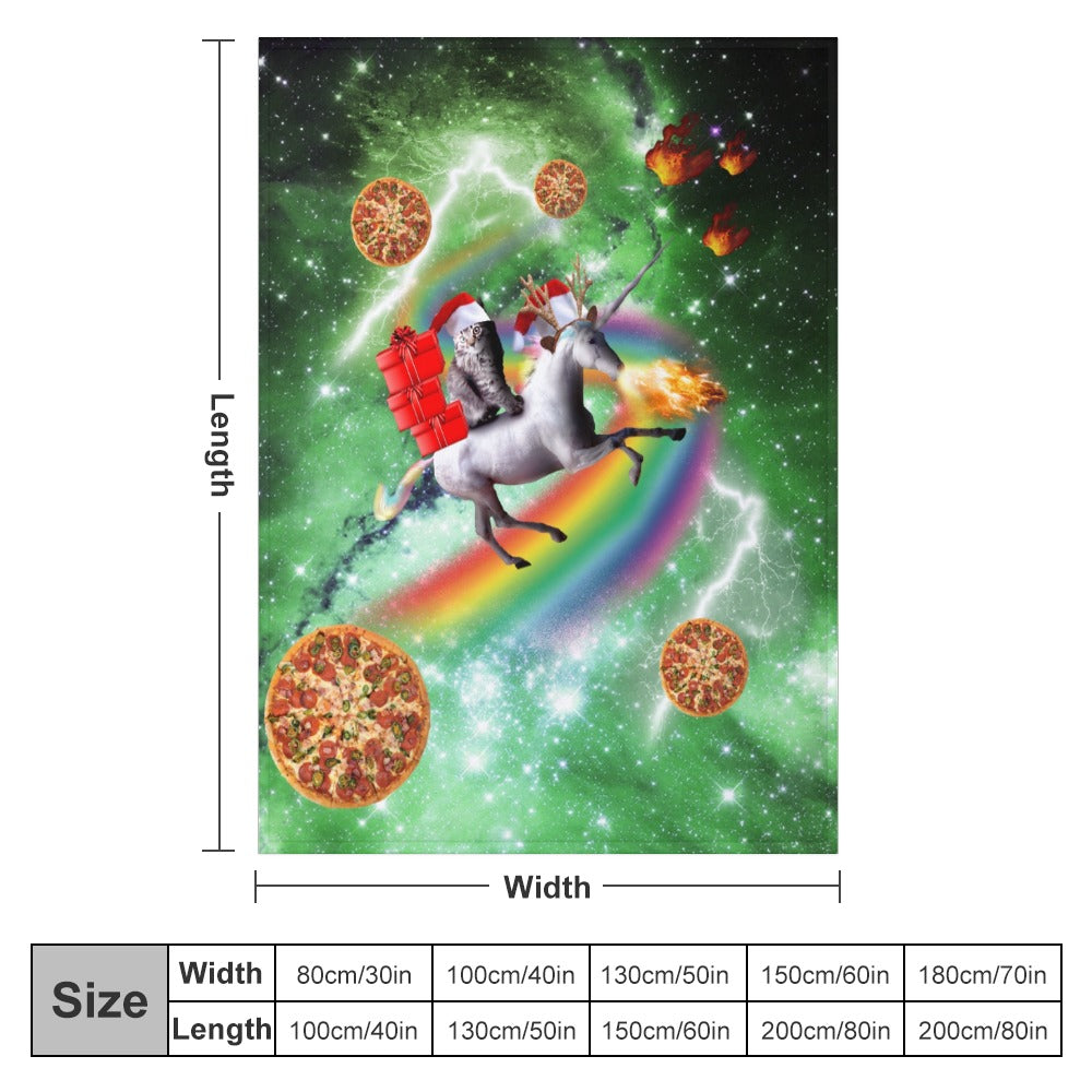 Christmas Cat Unicorn Throw Blanket