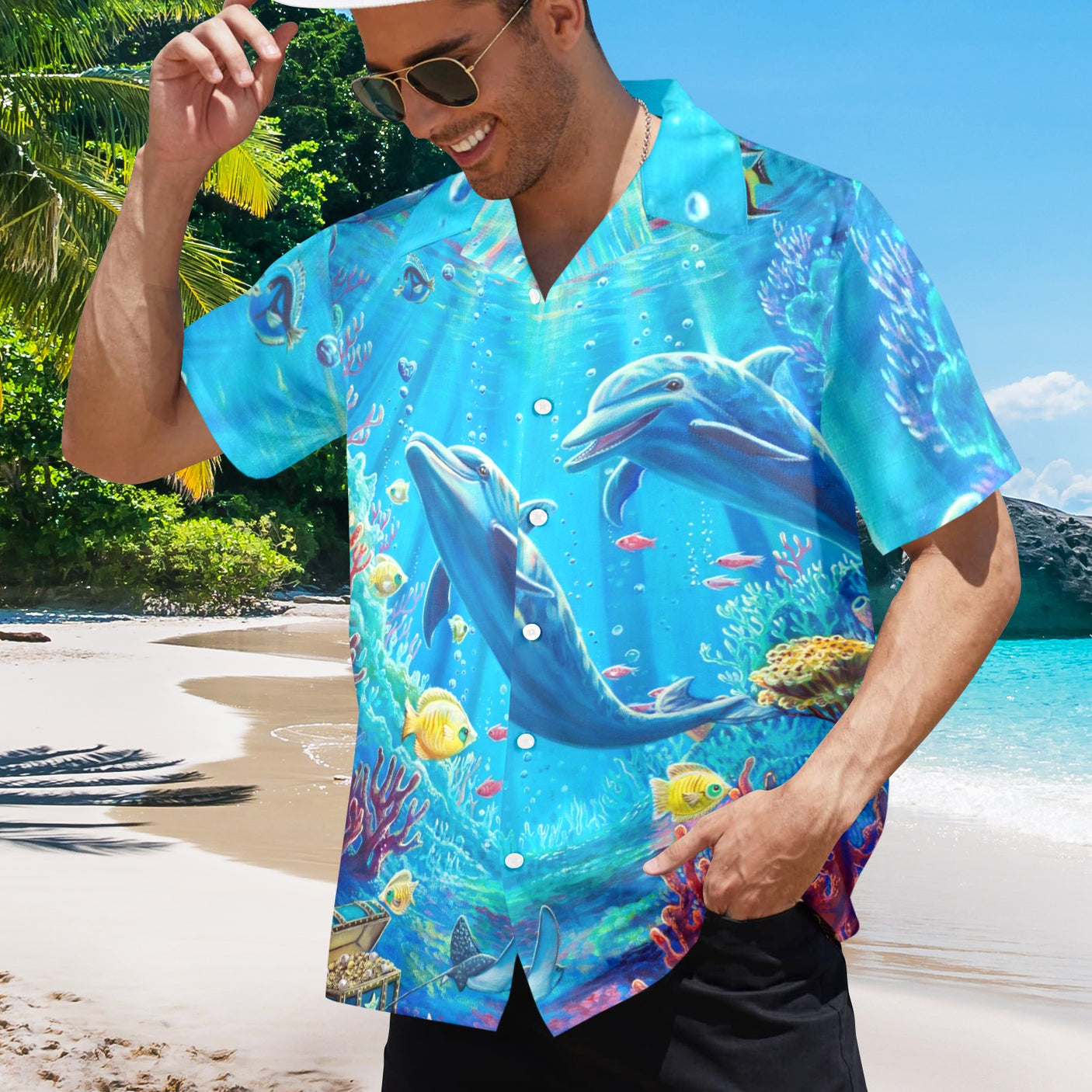 Under Sea Dolphins, Dakota Daetwiler Art Hawaiian Shirt