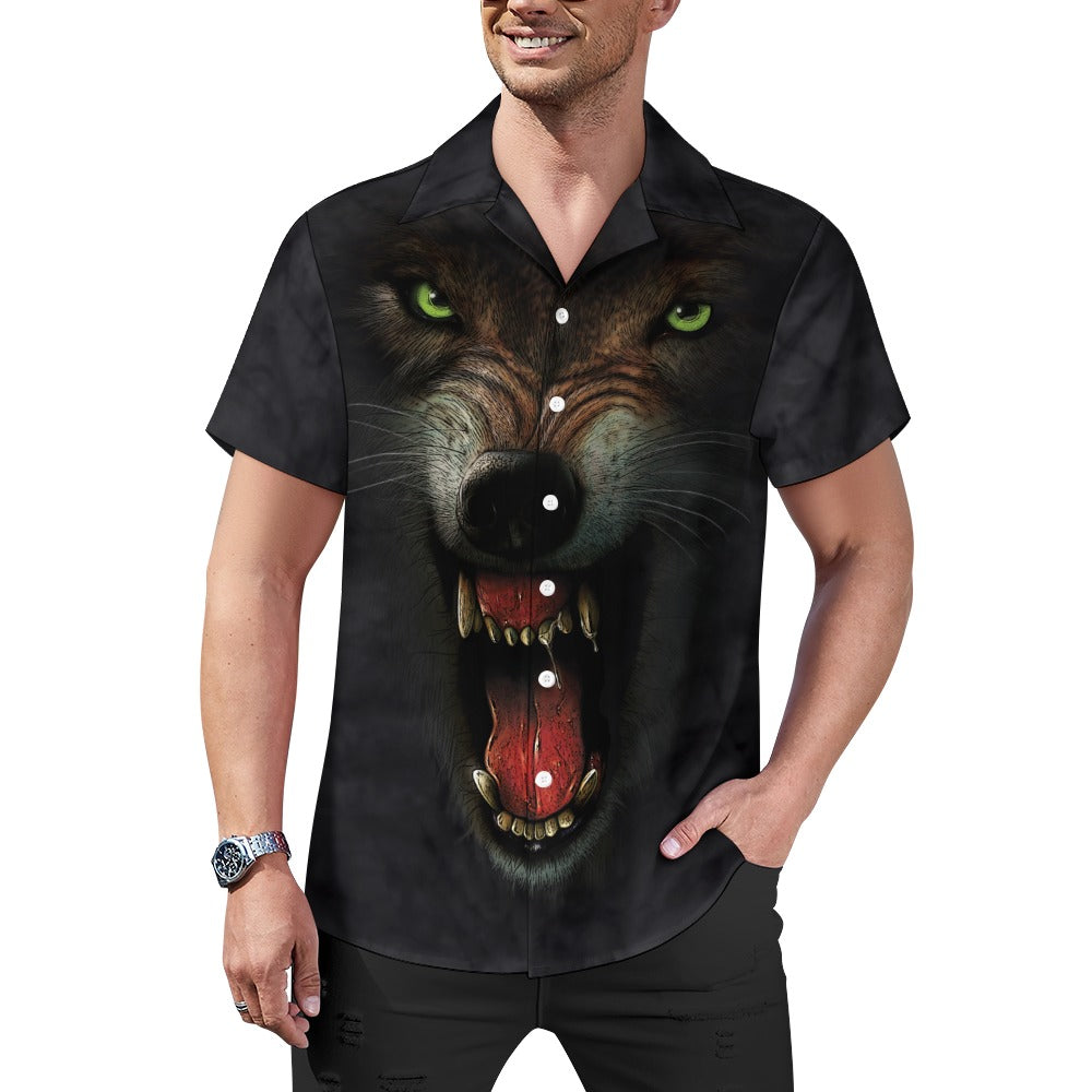 Wolf Face Hawaiian Shirt | Button Up Down Shirt