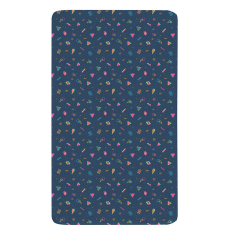 Retro 80s Twin Fitted Sheet – Geometric Bedding, 39 x 75 x 15 in