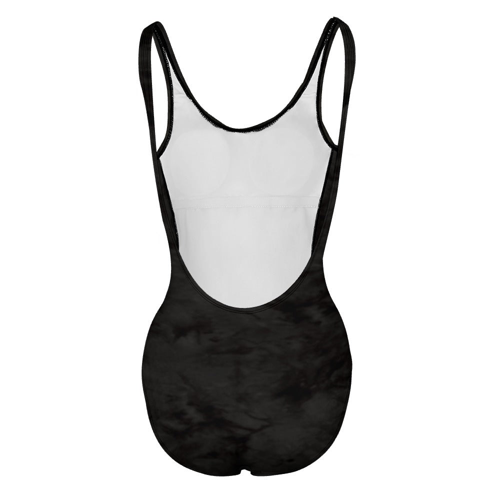 Black Kitten Face One Piece Swimsuit