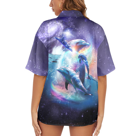Space Dolphin Women's Hawaiian Shirt