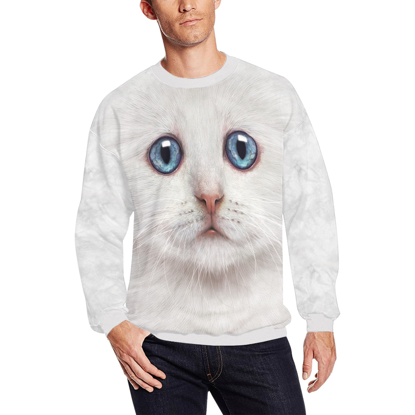 White Kitten Face Sweater