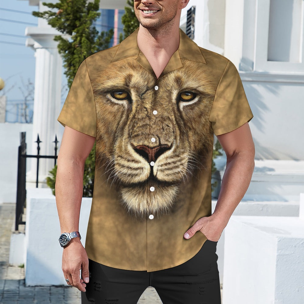 Lion Face Hawaiian Shirt | Button Up Down Shirt