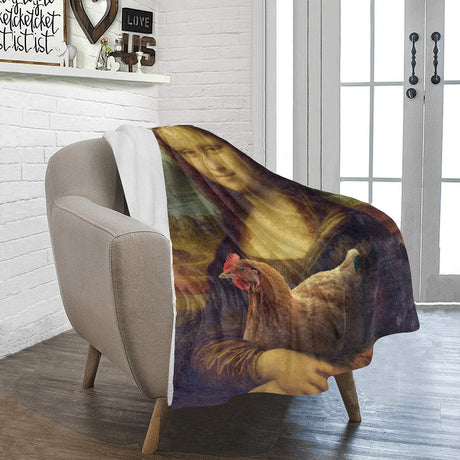 Chicken Mona Lisa Throw Blanket