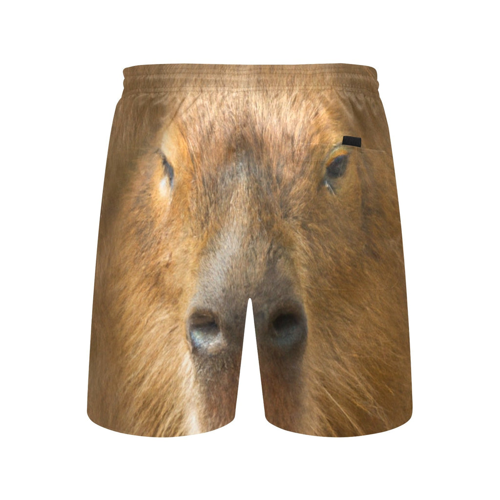 Capybara Face Swim Trunks | Men's Swimming Beach Shorts - Random Galaxy