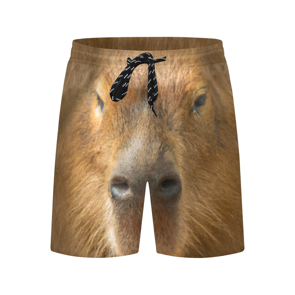 Capybara Face Swim Trunks | Men's Swimming Beach Shorts - Random Galaxy
