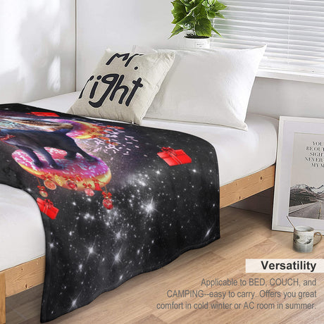 Space Cat Christmas Throw Blanket – Cosmic Holiday Gift
