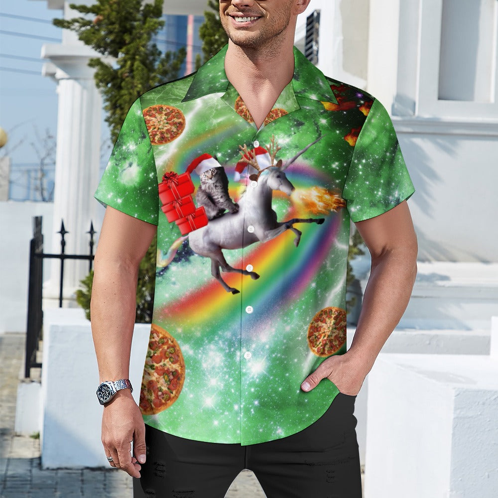 Christmas Cat Unicorn Hawaiian Shirt | Button Up Down Shirt