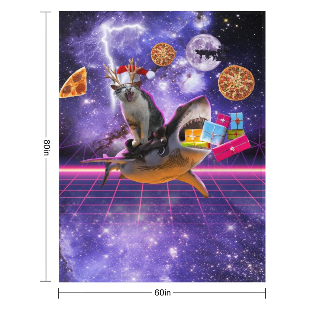 Christmas Cat Shark Throw Blanket