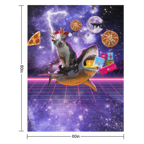 Christmas Cat Shark Throw Blanket