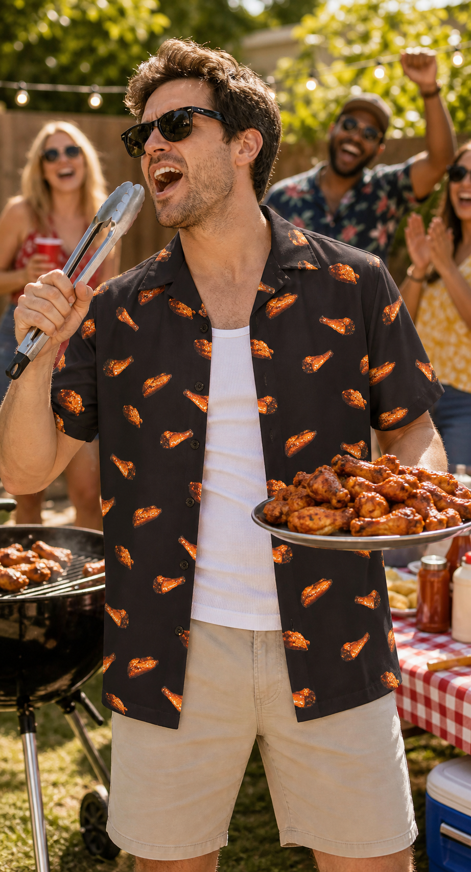 Chicken Wing Hawaiian Shirt lifestyle mockup