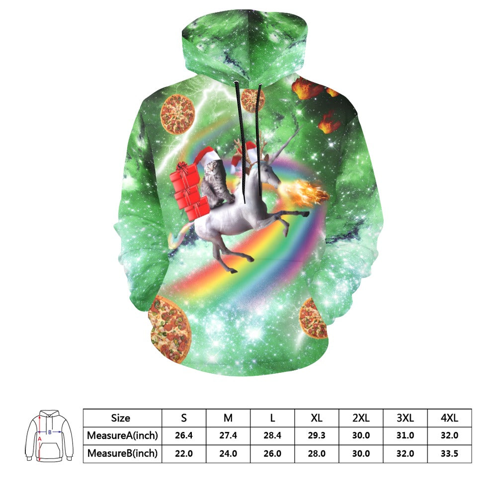 Cat Riding Unicorn Ugly Christmas Sweater Hoodie