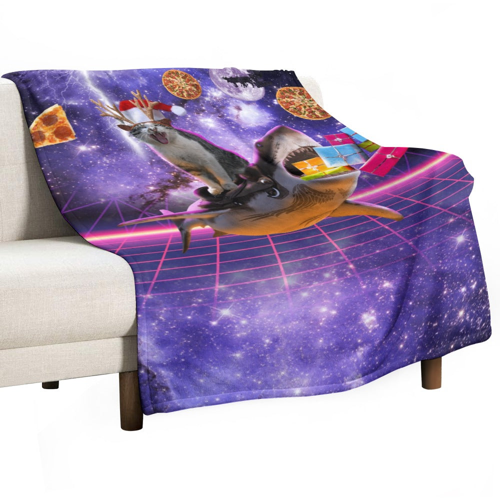 Christmas Cat Shark Throw Blanket