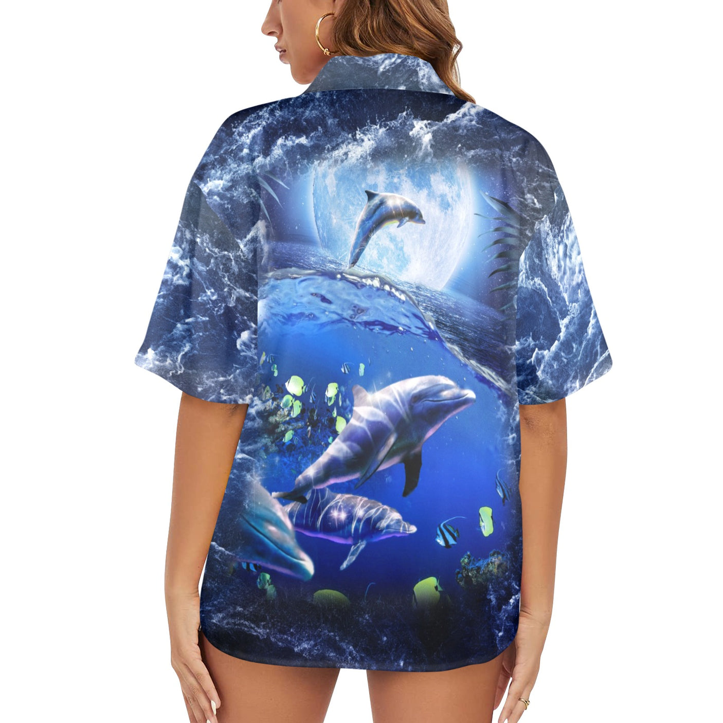 Moon Dolphin Women's Hawaiian Shirt