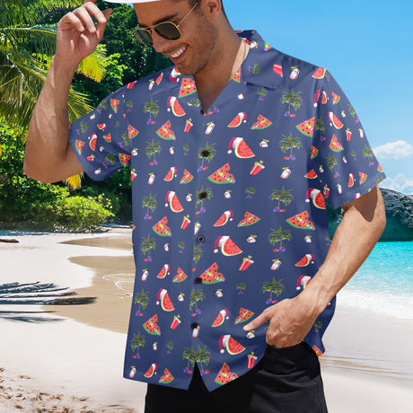 Christmas in July Hawaiian Guayabera Shirt