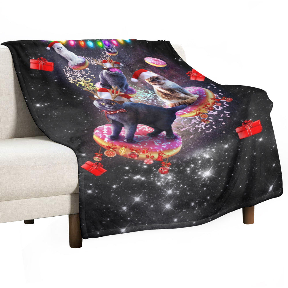 Space Cat Christmas Throw Blanket