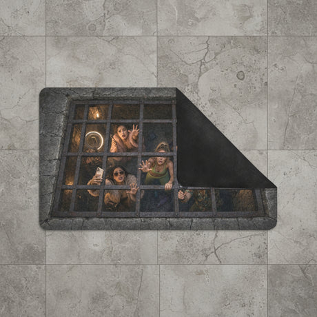 Trapped souls reaching through an iron dungeon grate on doormats, product view 3